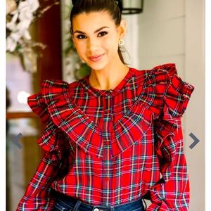 It's All Possible Red Tartan Plaid Button Down Blouse
X-Large / Red